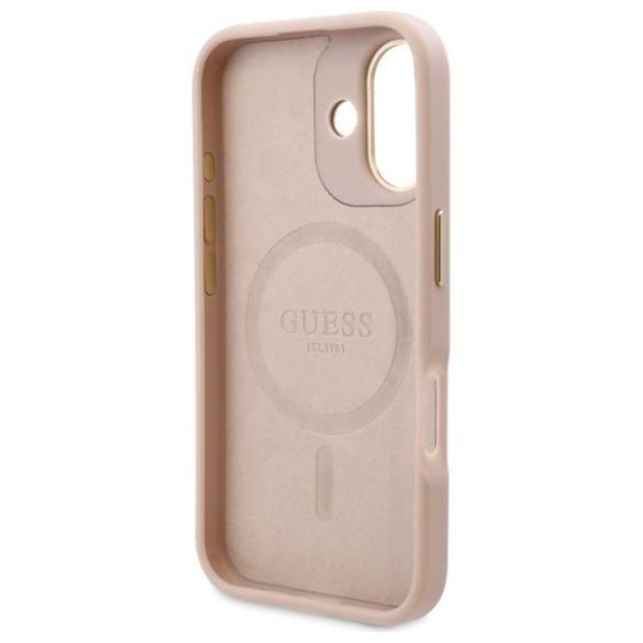 Guess GUHMP16SU4GPRP 4G Logo Plate MagSafe keménytok iPhone 16 - rózsaszín