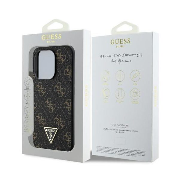 Guess GUHCP16LPG4GPK New 4G Triangle keménytok iPhone 16 Pro - fekete