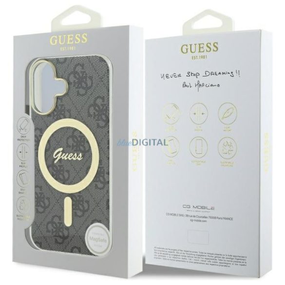 Guess GUHMP16MH4STK IML 4G MagSafe-kompatibilis keménytok iPhone 16 Plus - fekete