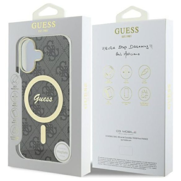 Guess GUHMP16MH4STK IML 4G MagSafe-kompatibilis keménytok iPhone 16 Plus - fekete