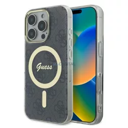   Guess GUHMP16LH4STK IML 4G MagSafe-kompatibilis keménytok iPhone 16 Pro - fekete