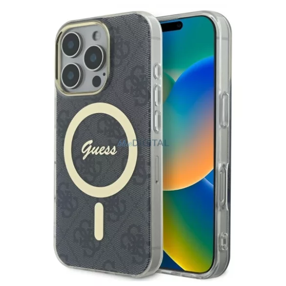 Guess GUHMP16LH4STK IML 4G MagSafe-kompatibilis keménytok iPhone 16 Pro - fekete