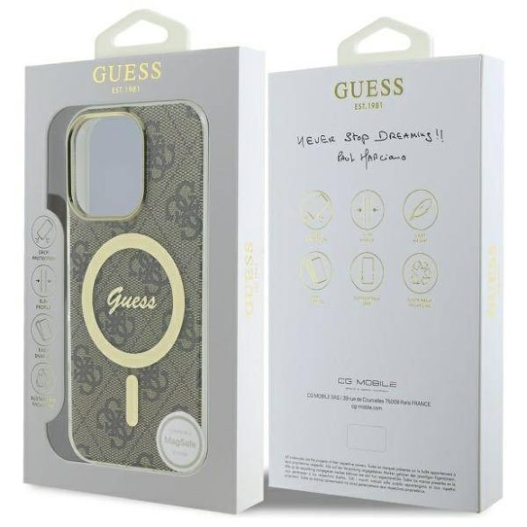 Guess GUHMP16LH4STW iPhone 16 Pro 6.3" barna keménytok IML 4G MagSafe