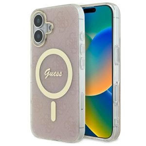 Guess GUHMP16SH4STP IML 4G MagSafe keménytok iPhone 16 - rózsaszín