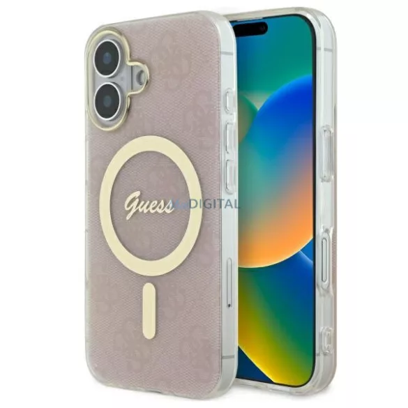 Guess GUHMP16SH4STP IML 4G MagSafe keménytok iPhone 16 - rózsaszín