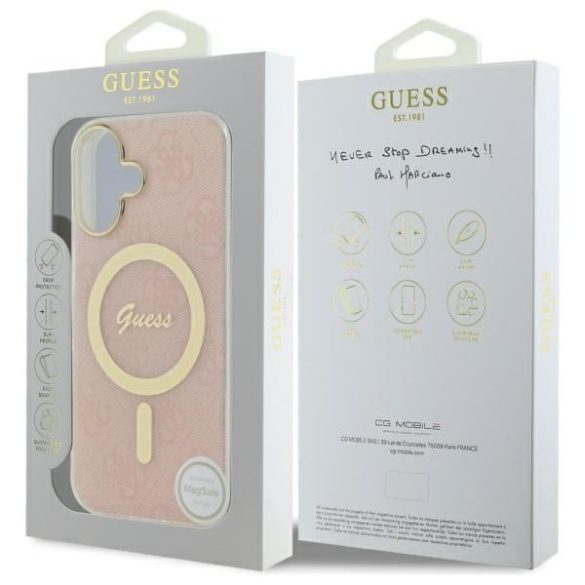 Guess GUHMP16SH4STP IML 4G MagSafe keménytok iPhone 16 - rózsaszín