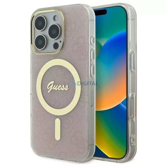 Guess GUHMP16LH4STP IML 4G MagSafe keménytok iPhone 16 Pro - rózsaszín