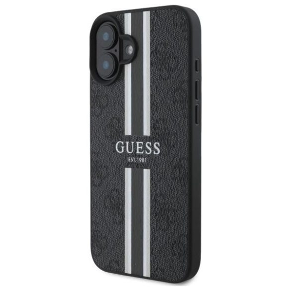 Guess GUHMP16SP4RPSK 4G Printed Stripes MagSafe-kompatibilis keménytok iPhone 16 - fekete