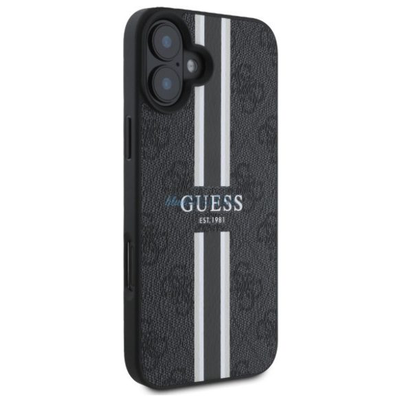 Guess GUHMP16SP4RPSK 4G Printed Stripes MagSafe-kompatibilis keménytok iPhone 16 - fekete