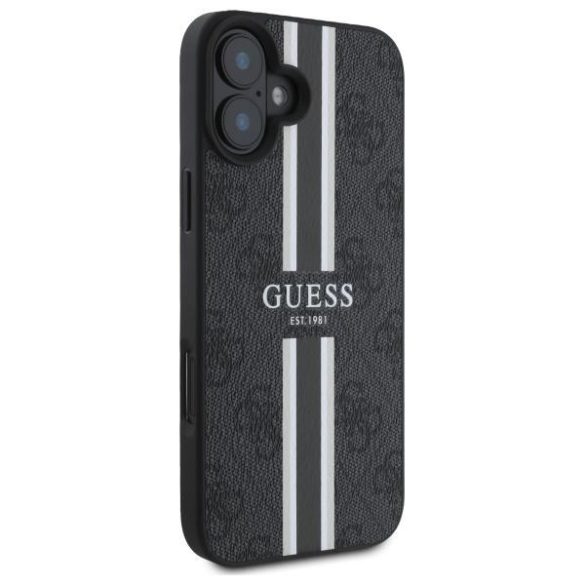 Guess GUHMP16SP4RPSK 4G Printed Stripes MagSafe-kompatibilis keménytok iPhone 16 - fekete