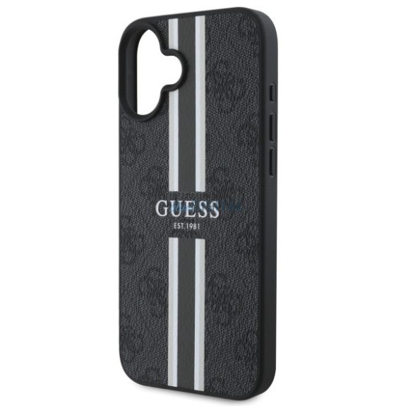 Guess GUHMP16SP4RPSK 4G Printed Stripes MagSafe-kompatibilis keménytok iPhone 16 - fekete