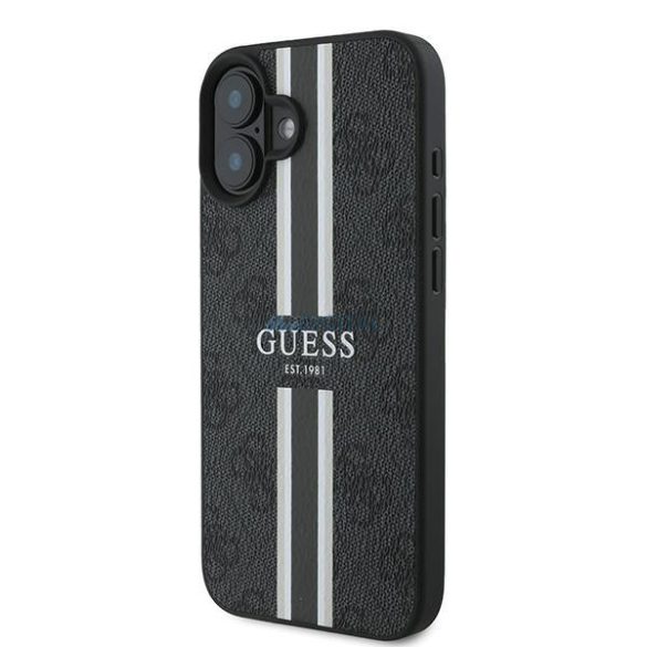 Guess GUHMP16MP4RPSK 4G Printed Stripes MagSafe keménytok iPhone 16 Plus - fekete