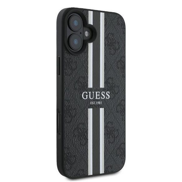 Guess GUHMP16MP4RPSK 4G Printed Stripes MagSafe keménytok iPhone 16 Plus - fekete