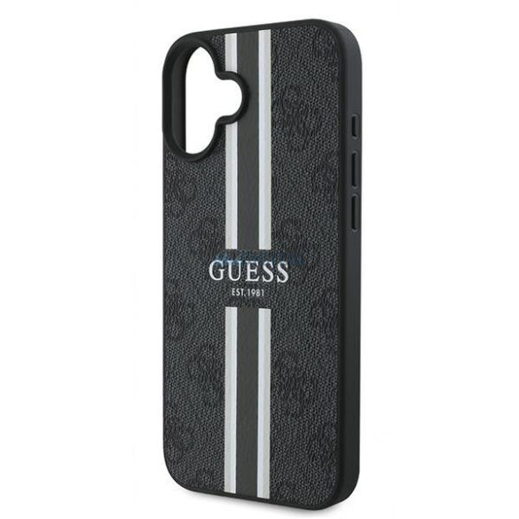 Guess GUHMP16MP4RPSK 4G Printed Stripes MagSafe keménytok iPhone 16 Plus - fekete