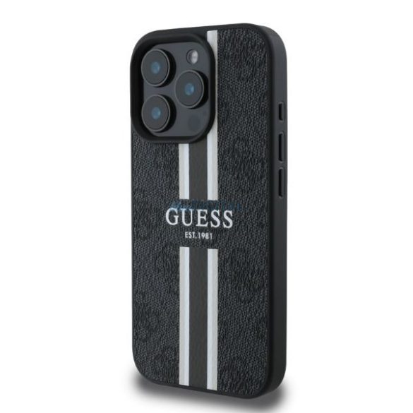 Guess GUHMP16LP4RPSK MagSafe 4G Printed Stripes keménytok iPhone 16 Pro - fekete