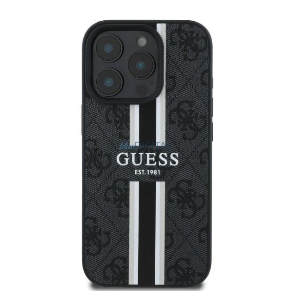 Guess GUHMP16LP4RPSK MagSafe 4G Printed Stripes keménytok iPhone 16 Pro - fekete