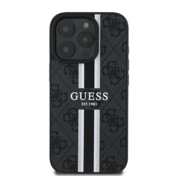 Guess GUHMP16LP4RPSK MagSafe 4G Printed Stripes keménytok iPhone 16 Pro - fekete