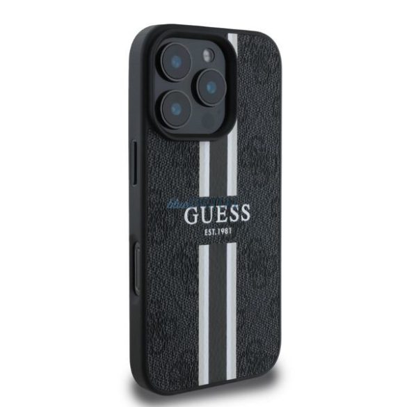 Guess GUHMP16LP4RPSK MagSafe 4G Printed Stripes keménytok iPhone 16 Pro - fekete