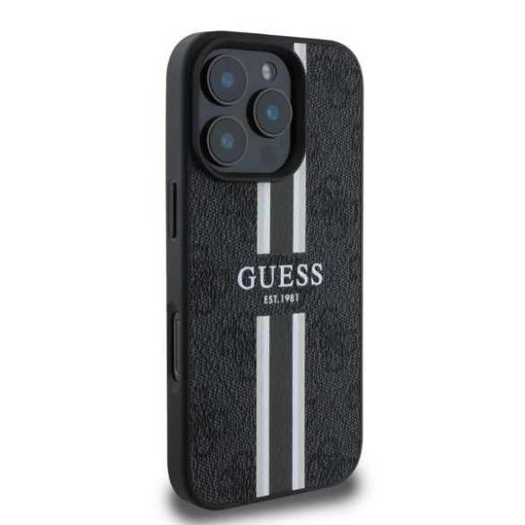 Guess GUHMP16XP4RPSK MagSafe 4G Printed Stripes keménytok iPhone 16 Pro Max - fekete