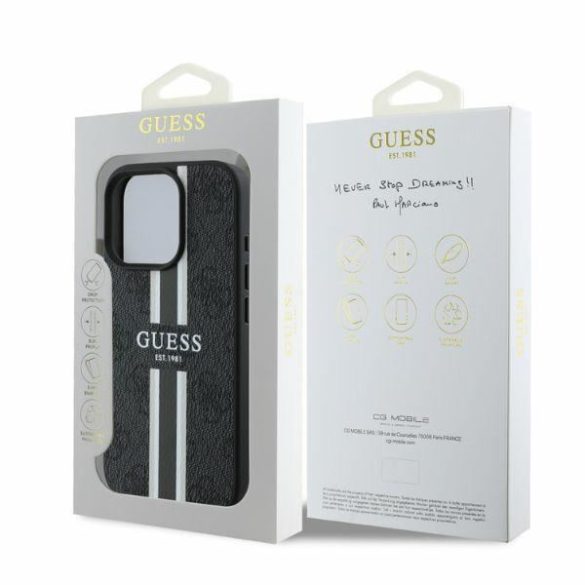 Guess GUHMP16XP4RPSK MagSafe 4G Printed Stripes keménytok iPhone 16 Pro Max - fekete