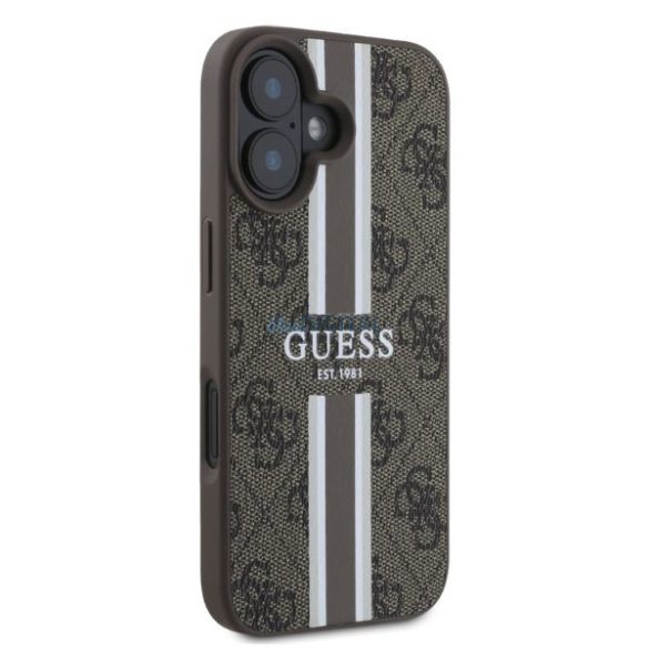 Guess GUHMP16SP4RPSW MagSafe 4G Printed Stripes keménytok iPhone 16 - barna