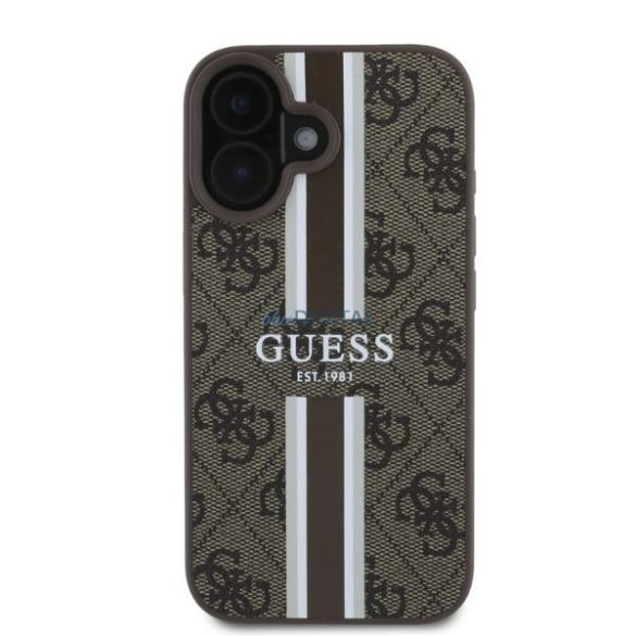 Guess GUHMP16SP4RPSW MagSafe 4G Printed Stripes keménytok iPhone 16 - barna