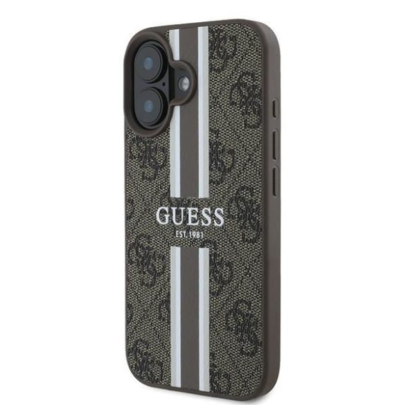 Guess GUHMP16MP4RPSW 4G Printed Stripes MagSafe keménytok iPhone 16 Plus - barna