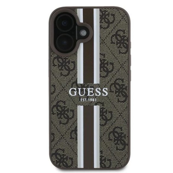 Guess GUHMP16MP4RPSW 4G Printed Stripes MagSafe keménytok iPhone 16 Plus - barna