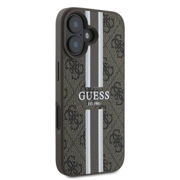 Guess GUHMP16MP4RPSW 4G Printed Stripes MagSafe keménytok iPhone 16 Plus - barna