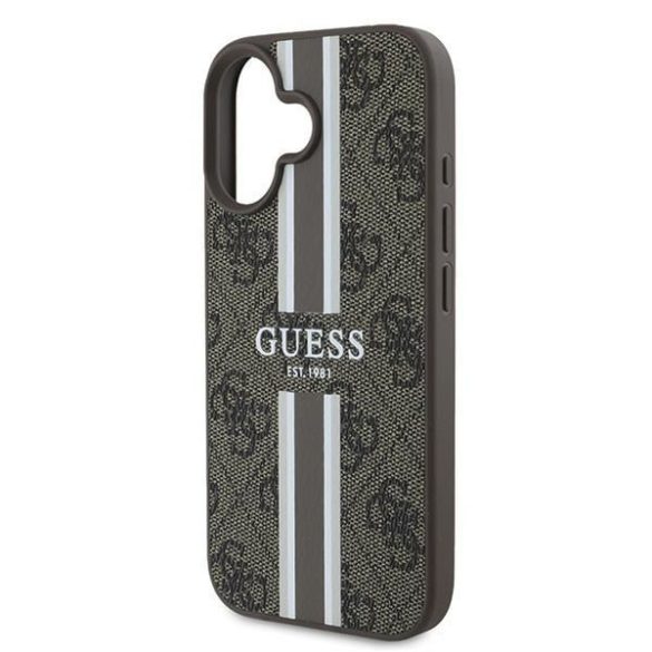 Guess GUHMP16MP4RPSW 4G Printed Stripes MagSafe keménytok iPhone 16 Plus - barna