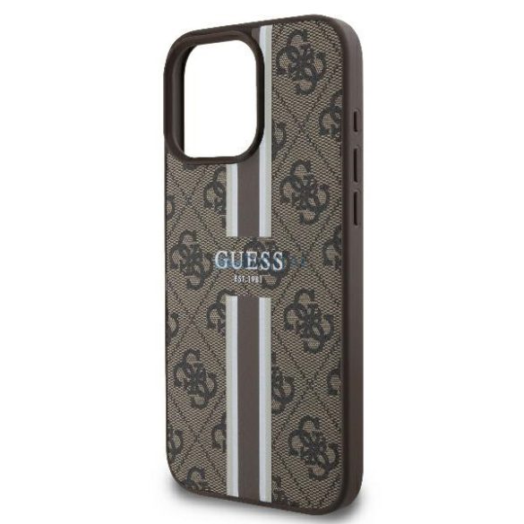 Guess GUHMP16LP4RPSW 4G Printed Stripes MagSafe keménytok iPhone 16 Pro - barna