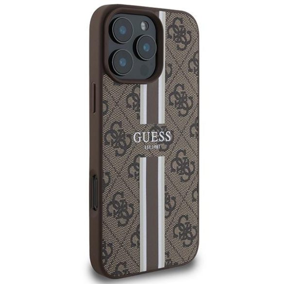 Guess GUHMP16XP4RPSW 4G Printed Stripes MagSafe keménytok iPhone 16 Pro Max - barna