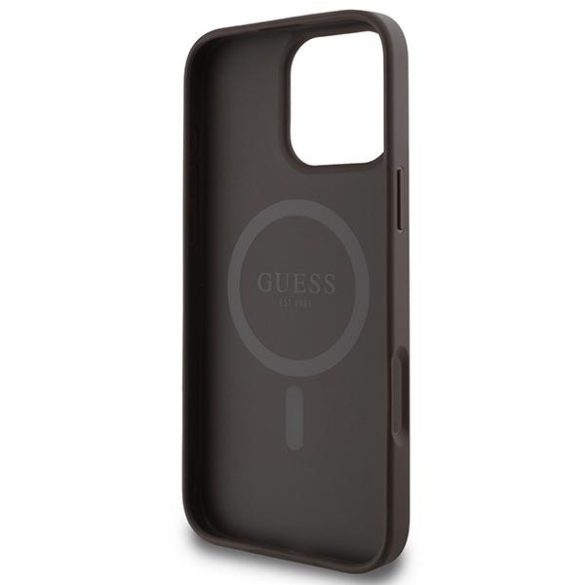 Guess GUHMP16XP4RPSW 4G Printed Stripes MagSafe keménytok iPhone 16 Pro Max - barna