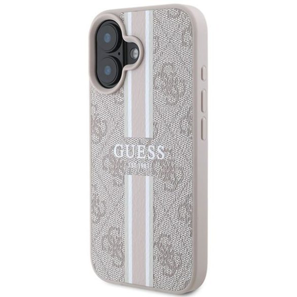 Guess GUHMP16SP4RPSP 4G Printed Stripes MagSafe keménytok iPhone 16 - rózsaszín