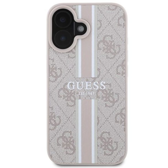 Guess GUHMP16SP4RPSP 4G Printed Stripes MagSafe keménytok iPhone 16 - rózsaszín