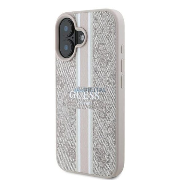 Guess GUHMP16MP4RPSP 4G Printed Stripes MagSafe keménytok iPhone 16 Plus - rózsaszín