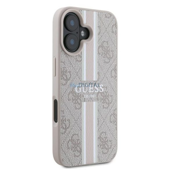 Guess GUHMP16MP4RPSP 4G Printed Stripes MagSafe keménytok iPhone 16 Plus - rózsaszín