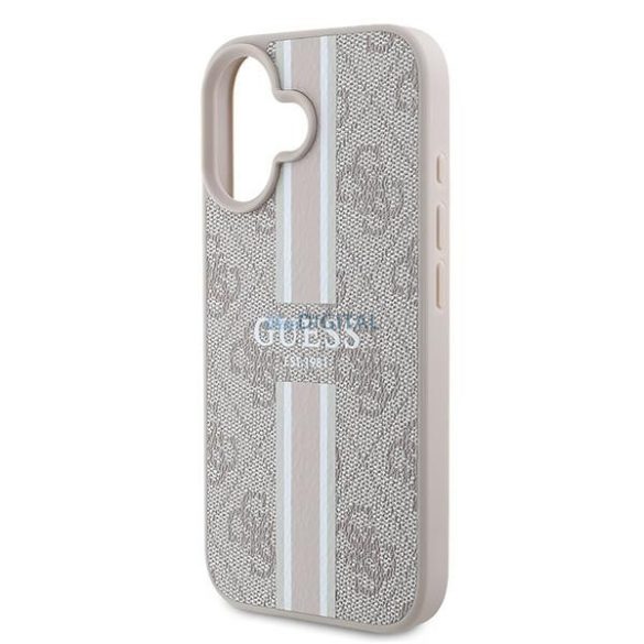 Guess GUHMP16MP4RPSP 4G Printed Stripes MagSafe keménytok iPhone 16 Plus - rózsaszín