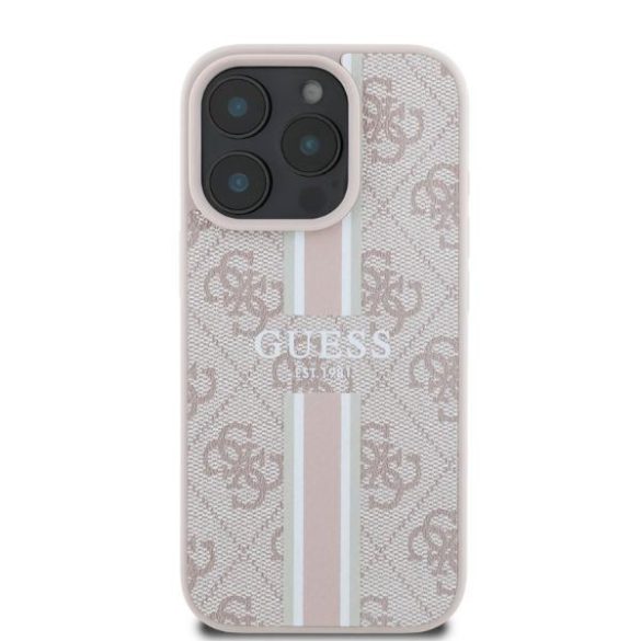 Guess GUHMP16LP4RPSP MagSafe 4G Printed Stripes keménytok iPhone 16 Pro - rózsaszín