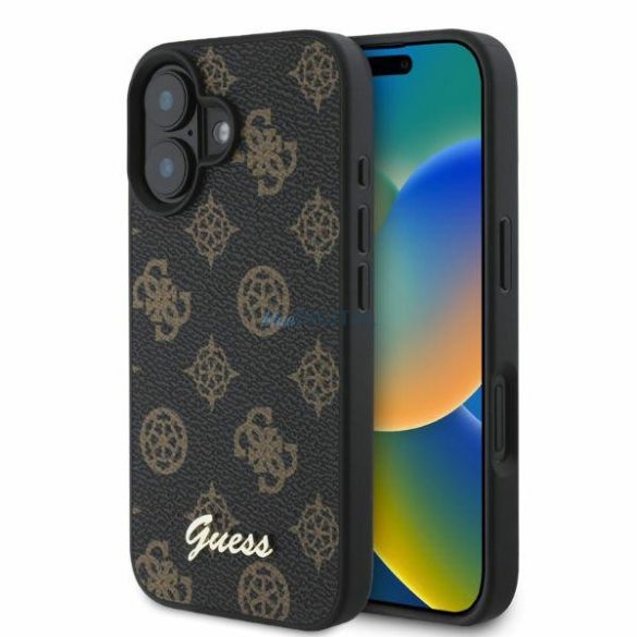 Guess GUHMP16SPGPYSK Peony Script MagSafe keménytok iPhone 16 - fekete