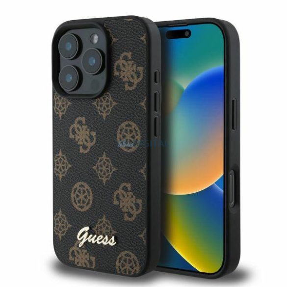 Guess GUHMP16LPGPYSK Peony Script MagSafe keménytok iPhone 16 Pro - fekete