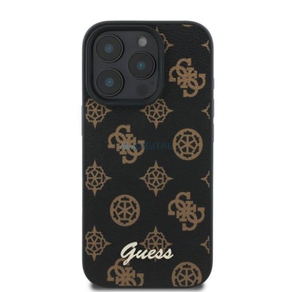 Guess GUHMP16LPGPYSK Peony Script MagSafe keménytok iPhone 16 Pro - fekete