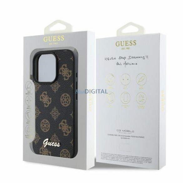 Guess GUHMP16LPGPYSK Peony Script MagSafe keménytok iPhone 16 Pro - fekete