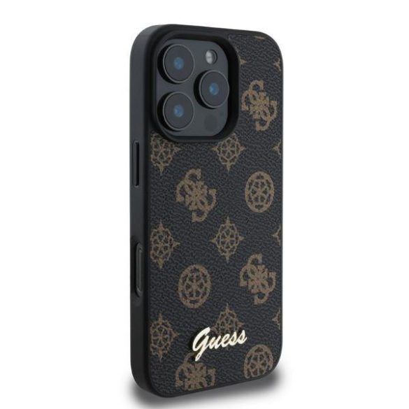 Guess GUHMP16XPGPYSK Peony Script MagSafe keménytok iPhone 16 Pro Max - fekete