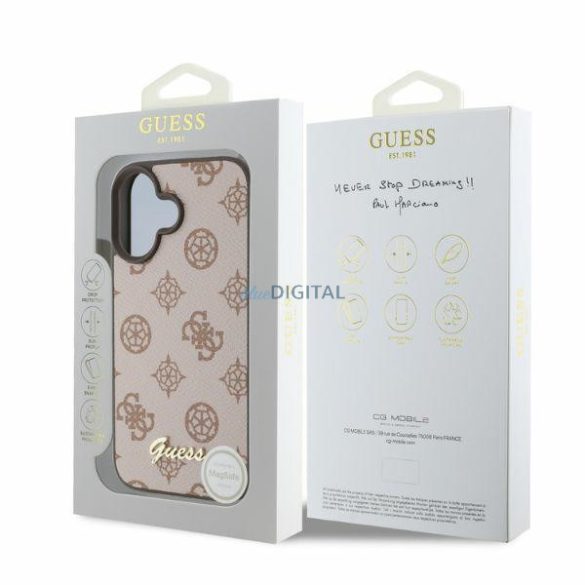 Guess GUHMP16SPGPYSW Peony Script MagSafe keménytok iPhone 16 - barna