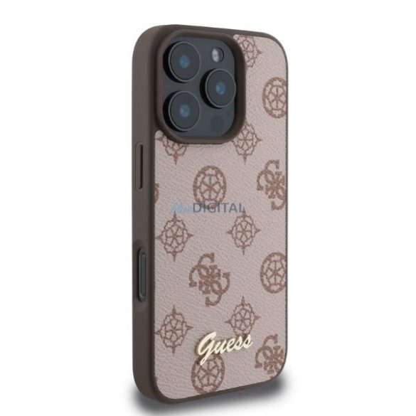 Guess GUHMP16LPGPYSW MagSafe PU Peony Script keménytok iPhone 16 Pro - barna