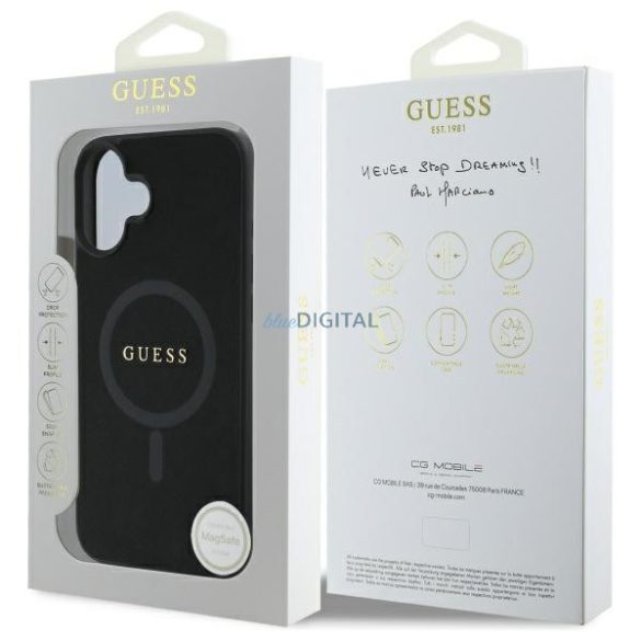 Guess GUHMP16SPSAHMCK Saffiano Classic Logo MagSafe-kompatibilis keménytok iPhone 16 - fekete