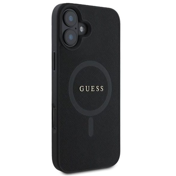 Guess GUHMP16MPSAHMCK Saffiano Classic Logo MagSafe keménytok iPhone 16 Plus - fekete