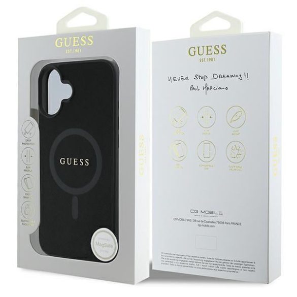 Guess GUHMP16MPSAHMCK Saffiano Classic Logo MagSafe keménytok iPhone 16 Plus - fekete