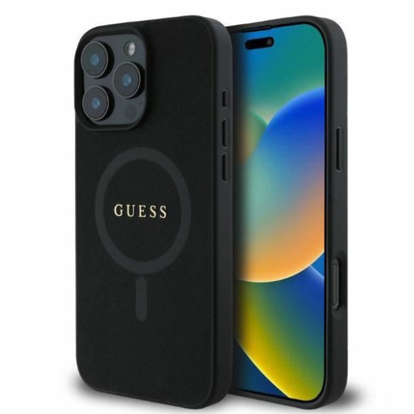 Guess GUHMP16LPSAHMCK Saffiano Classic Logo MagSafe keménytok iPhone 16 Pro - fekete